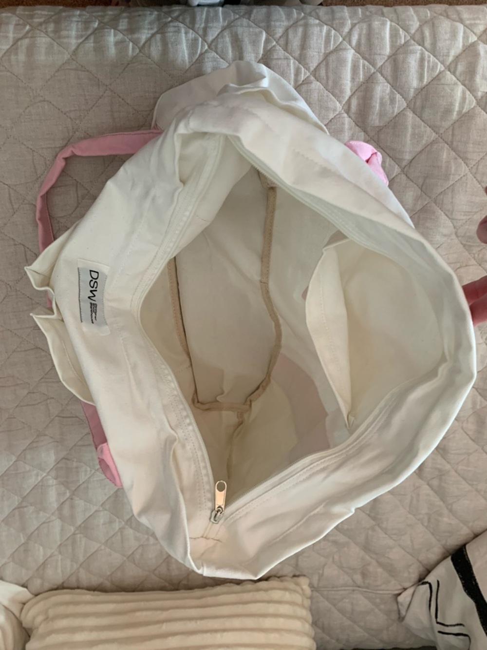 New DSW Canvas Tote with Pink Straps - Picture 4 of 4